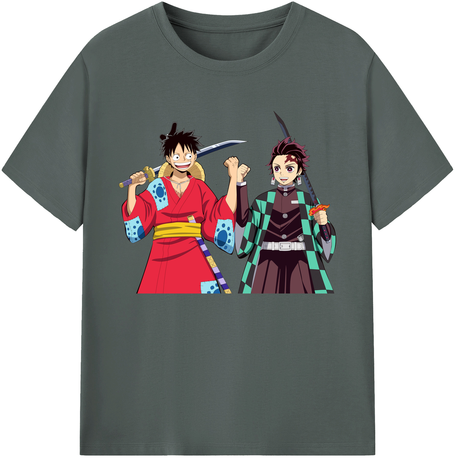 （画像用） 鬼滅の刃 竈門 炭治郎／かまど たんじろう Kamado Tanjirou 綿100％ メンズ半袖Tシャツ｜肌触りやわらか＆通気性